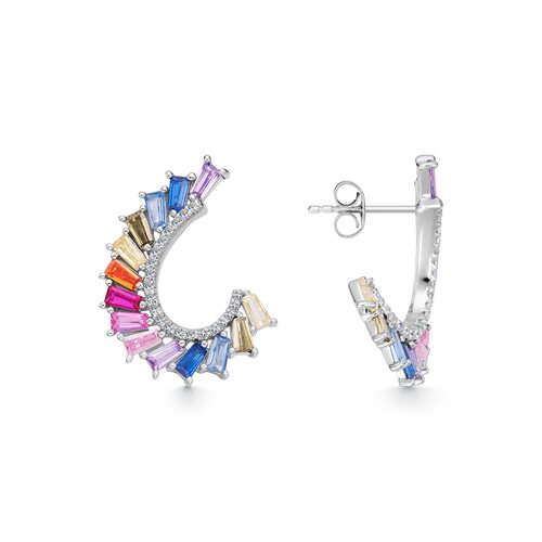 Серьги с фианитами из серебра 925 пробы