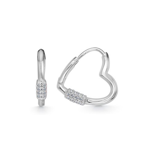 Серьги "Сердца" с фианитами из серебра 925 пробы