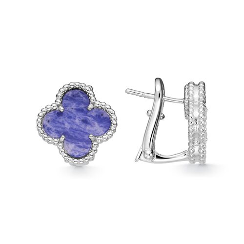 Серьги "Клевера" с лазуритом из серебра 925 пробы