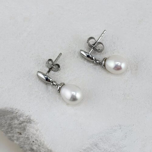 Серьги с жемчугом из серебра 925 пробы