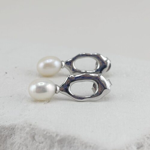 Серьги с жемчугом из серебра 925 пробы