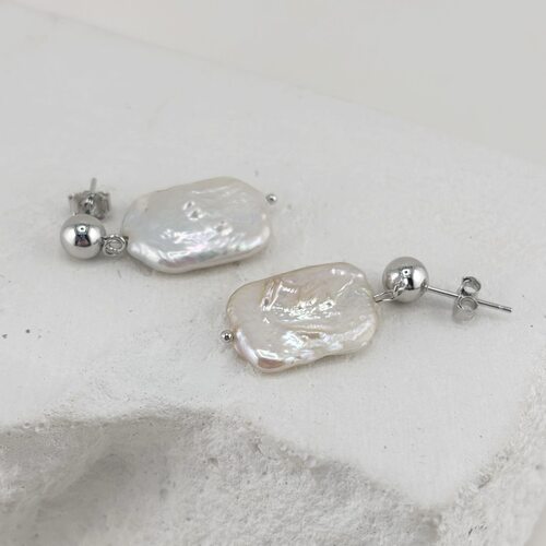 Серьги с жемчугом из серебра 925 пробы