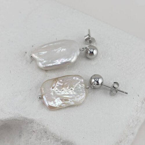 Серьги с жемчугом из серебра 925 пробы