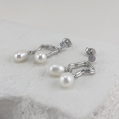 Серьги с жемчугом из серебра 925 пробы