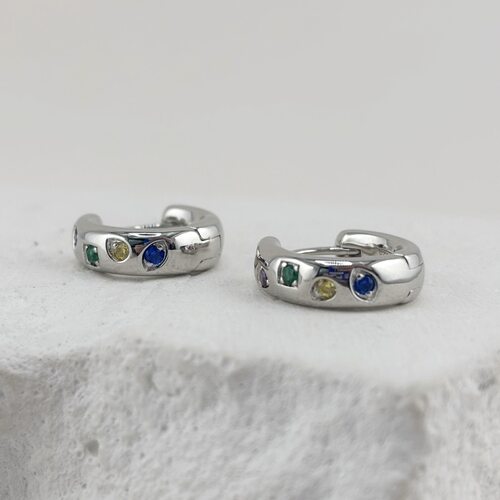 Серьги с фианитами из серебра 925 пробы