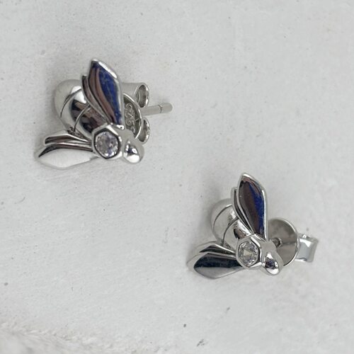 Серьги "Пчелы" с фианитами из серебра 925 пробы