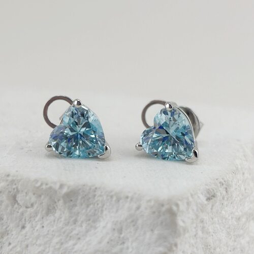 Серьги "Сердца" с фианитами из серебра 925 пробы