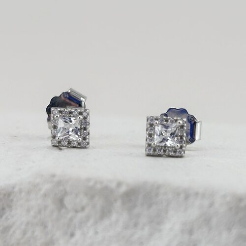 Серьги с фианитами из серебра 925 пробы