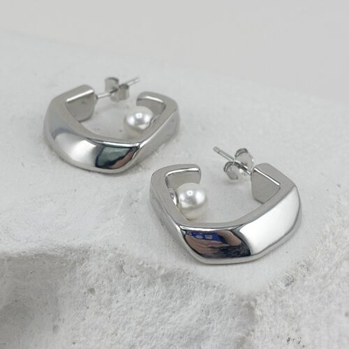 Серьги с жемчугом из серебра 925 пробы