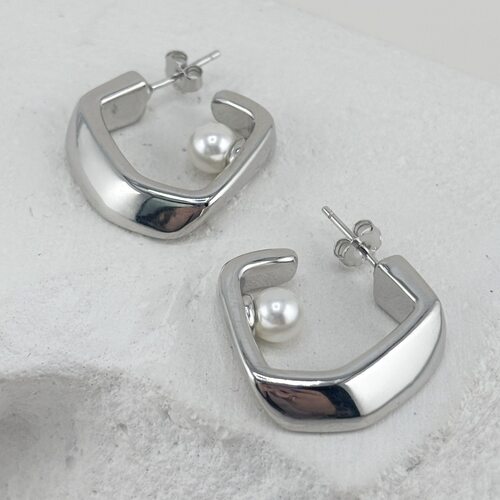 Серьги с жемчугом из серебра 925 пробы