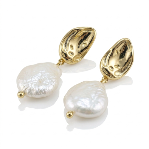 Серьги с жемчугом из серебра 925 пробы с позолотой