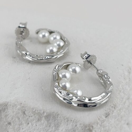 Серьги с жемчугом из серебра 925 пробы