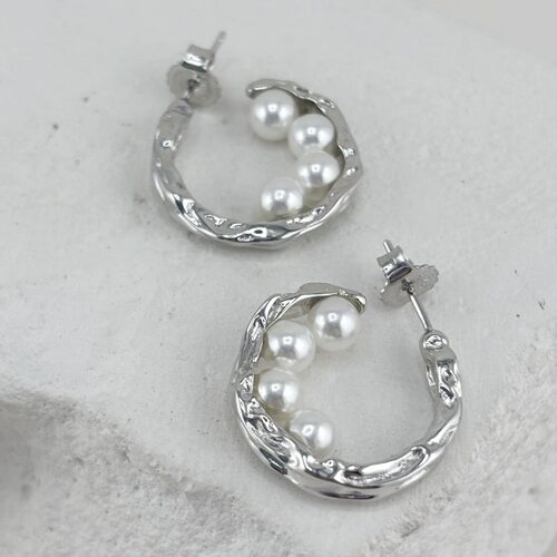 Серьги с жемчугом из серебра 925 пробы