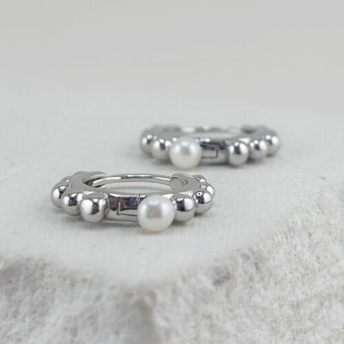 Серьги с жемчугом из серебра 925 пробы