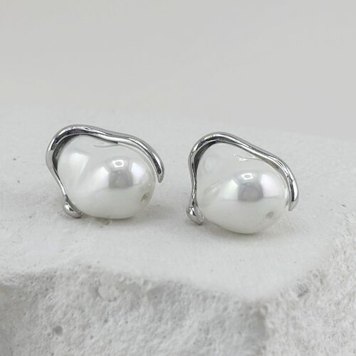 Серьги с жемчугом из серебра 925 пробы