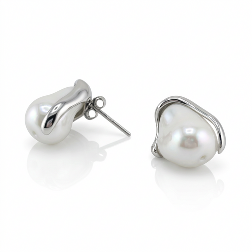 Серьги с жемчугом из серебра 925 пробы