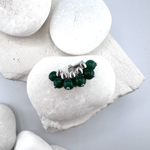 Серьга с агатом из серебра 925 пробы