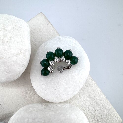 Серьга с агатом из серебра 925 пробы