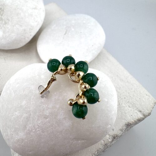 Серьга с агатом из серебра 925 пробы с позолотой