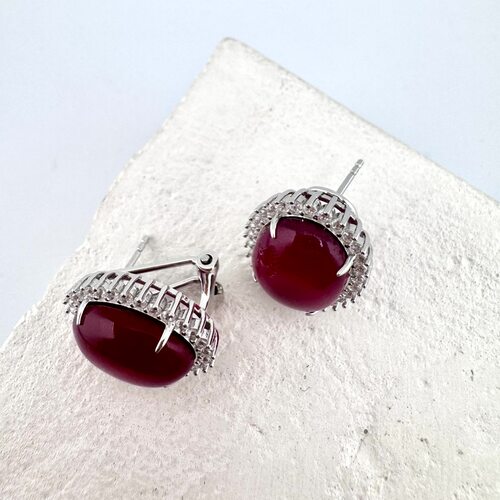 Серьги с агатами из серебра 925 пробы