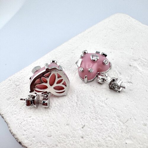 Серьги с агатами и фианитами из серебра 925 пробы