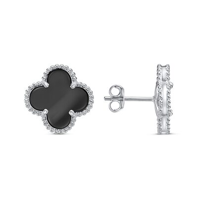 Серьги с ониксом из серебра 925 пробы