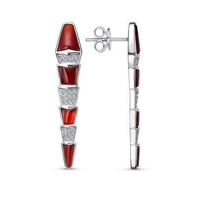 Серьги с фианитами и пластиком из серебра 925 пробы