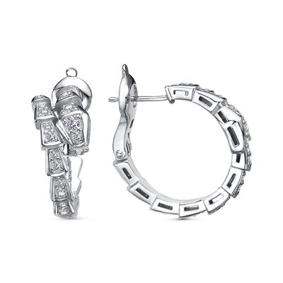 Серьги "Змеи" с фианитами из серебра 925 пробы