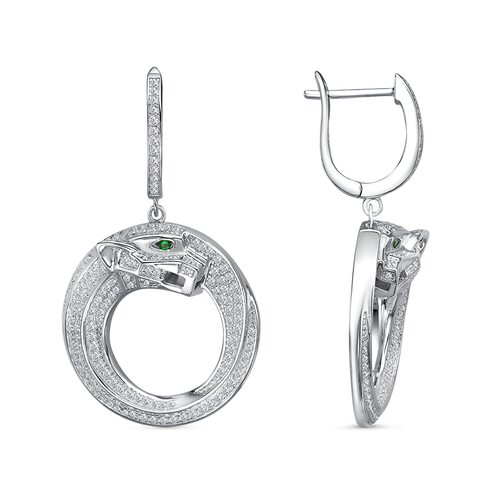 Серьги "Пантера" с фианитами из серебра 925 пробы