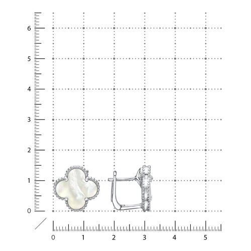 Серьги "Клевер" с перламутром из серебра 925 пробы