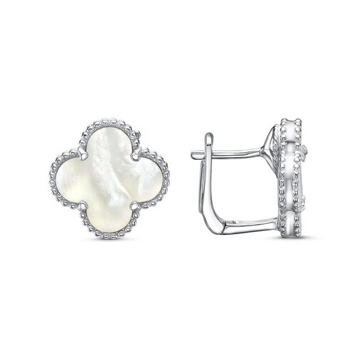 Серьги "Клевер" с перламутром из серебра 925 пробы