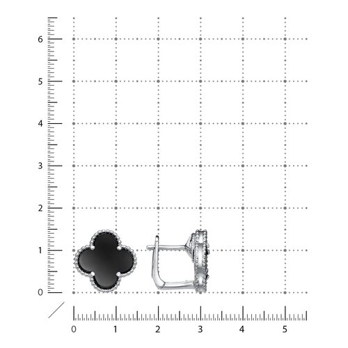 Серьги "Клевер" с ониксом из серебра 925 пробы