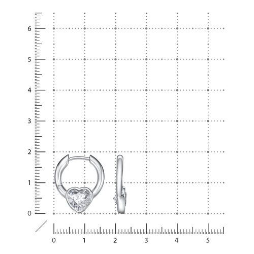 Серьги "Сердца" с фианитами из серебра 925 пробы