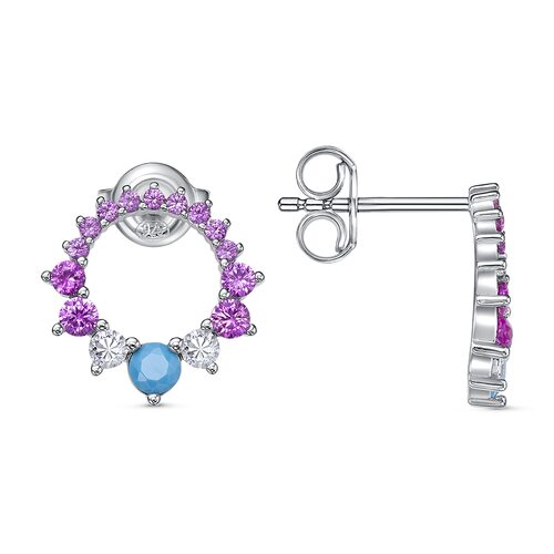 Серьги с фианитами из серебра 925 пробы