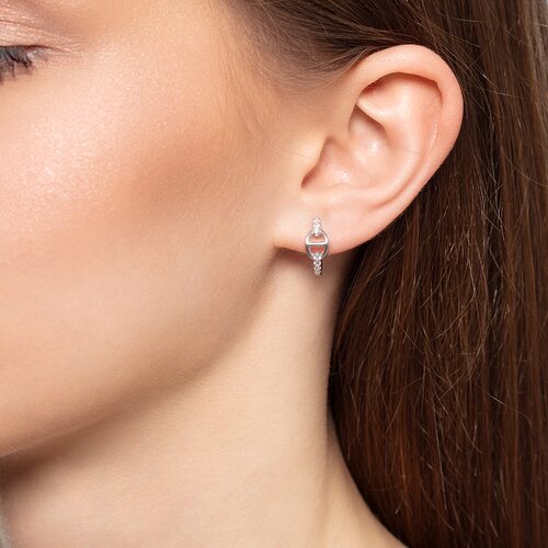 Серьги с фианитом из серебра 925 пробы