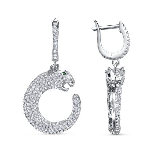 Серьги "Пантеры" с фианитами из серебра 925 пробы