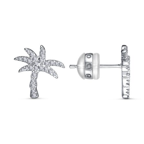 Серьги "Пальма" с фианитами из серебра 925 пробы