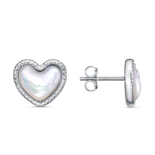 Серьги "Сердца" с перламутром из серебра 925 пробы