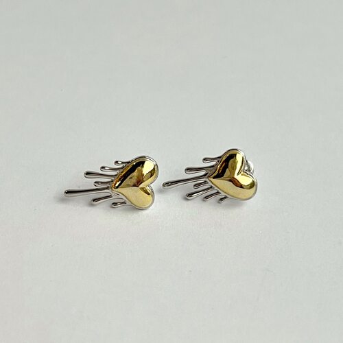 Серьги "Сердца" из серебра 925 пробы с позолотой