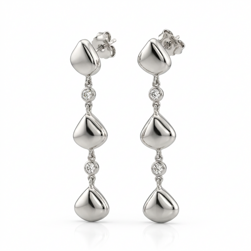 Серьги с фианитами из серебра 800 пробы