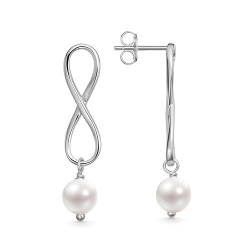 Серьги с жемчугом из серебра 925 пробы