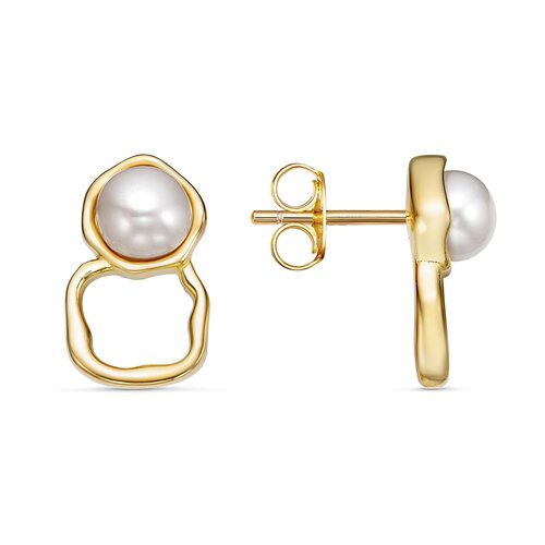 Серьги с жемчугом из серебра 925 пробы с позолотой