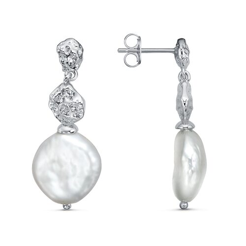 Серьги с жемчугом из серебра 925 пробы