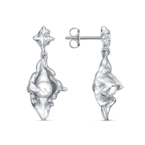 Серьги с жемчугом из серебра 925 пробы