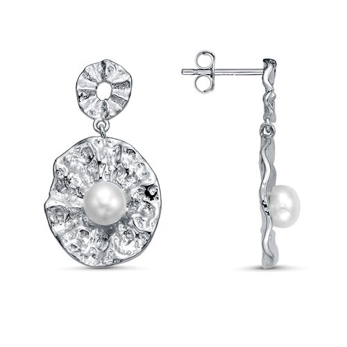 Серьги с жемчугом из серебра 925 пробы