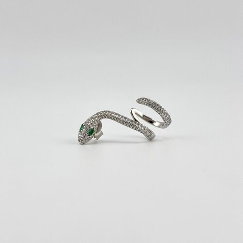 Серьга "Змея" с фианитами из серебра 925 пробы
