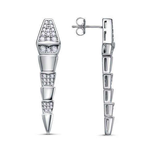 Серьги "Змеи" с фианитами из серебра 925 пробы