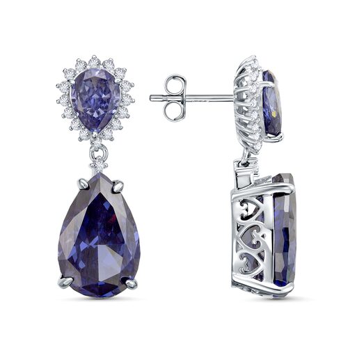 Серьги с фианитами из серебра 925 пробы