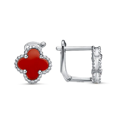 Серьги "Клевера" с сердоликом из серебра 925 пробы