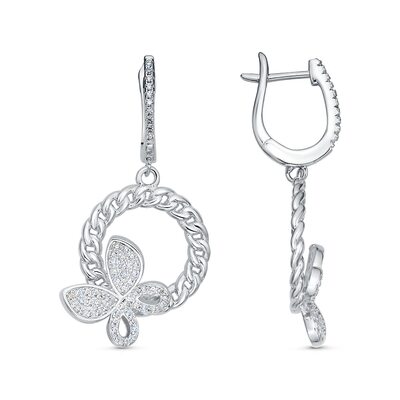 Серьги "Бабочки" с фианитами из серебра 925 пробы